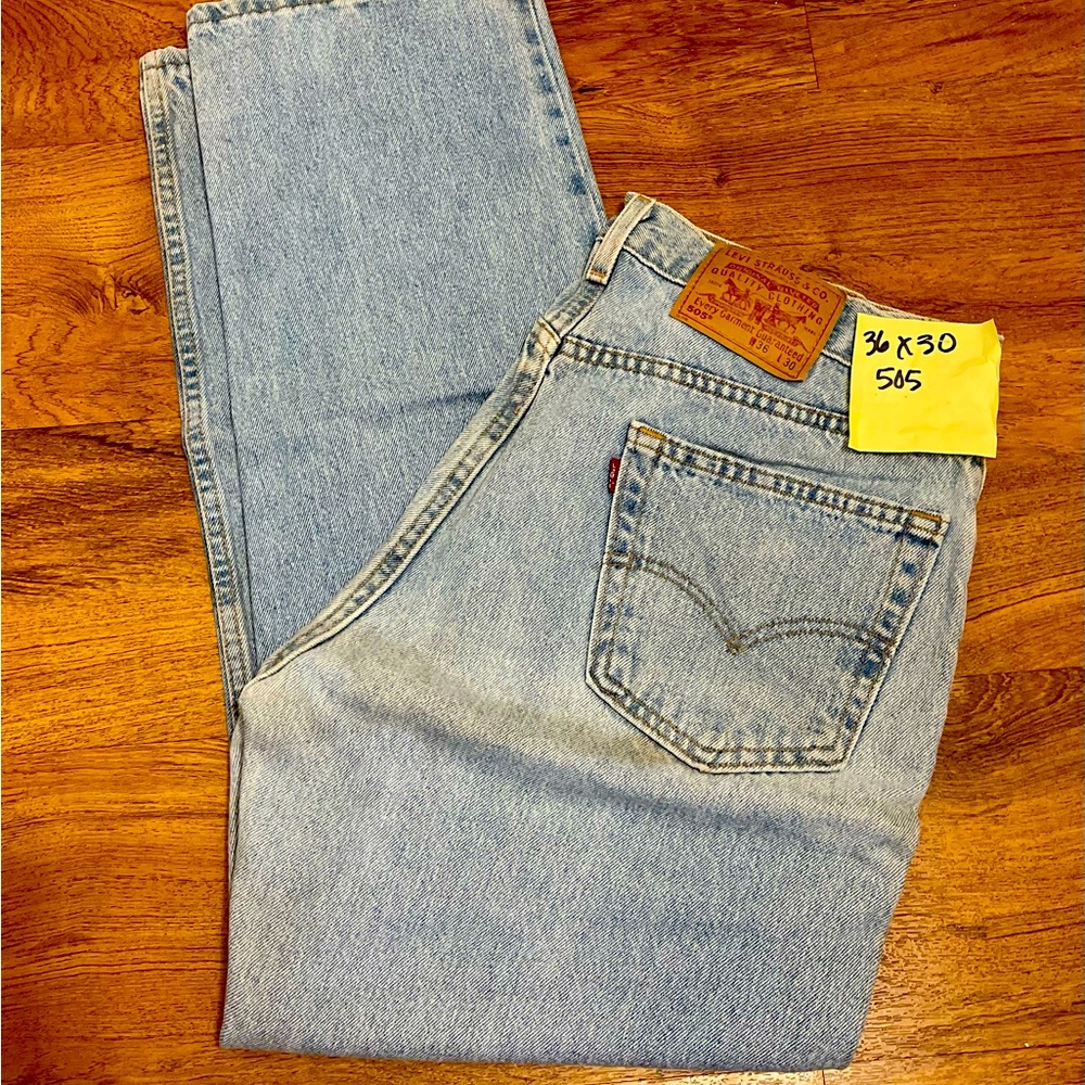 Levis 505 Blue Denim Jeans Cotton  36x30